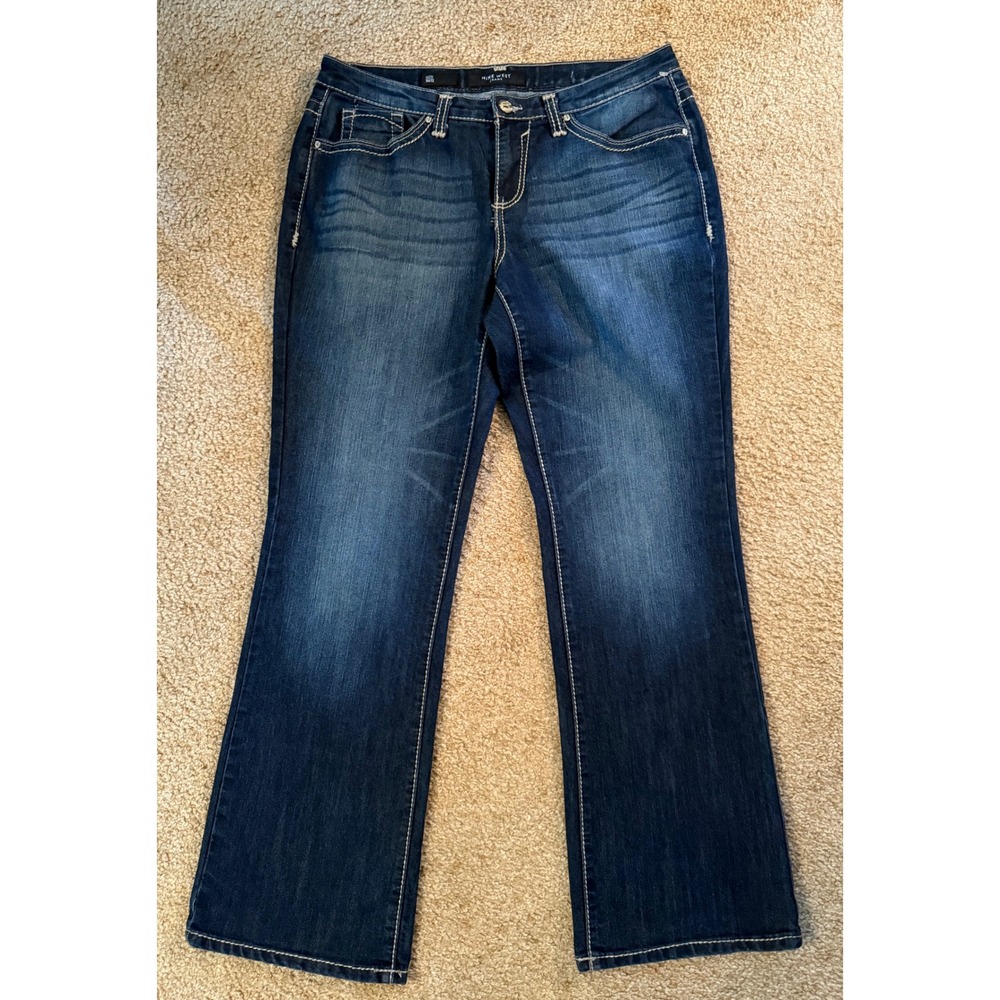 Nine West Jeans Bootcut Dark Wash Embellished Pockets Size 12 - Picture 1 of 7